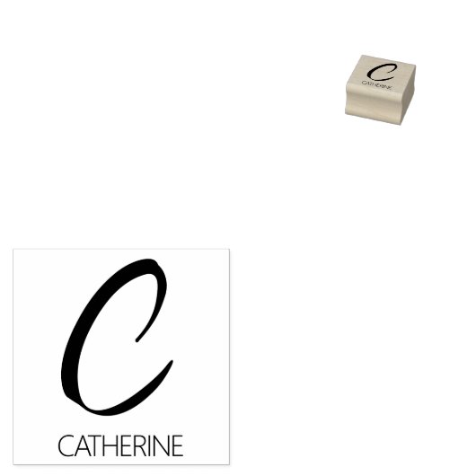 Letter C Monogram Aangepaste rubberen stempel (Gestempeld)