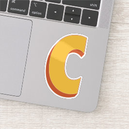 Letter C Monogram, Bold 3D Type Font Initial  Sticker