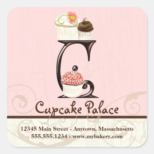 Letter C Monogram Cupcake Logo Zakelijke Stickers (Voorkant)