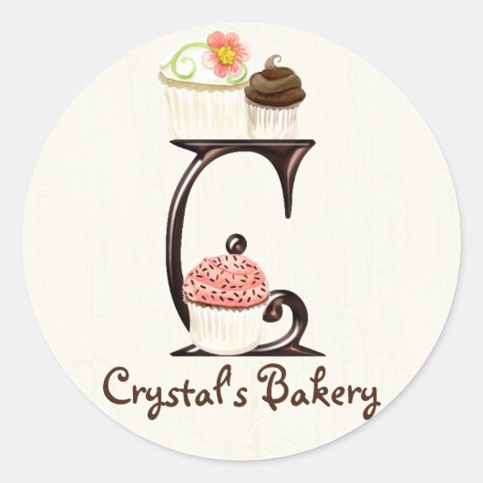 Letter C Monogram Cupcake Logo Zakelijke Stickers (Voorkant)