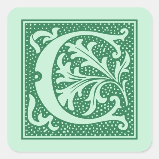 letter C Monogram Initiaal Vierkante Sticker (Voorkant)