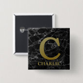 Letter C Monogram op zwarte marmer-Button Vierkante Button 5,1 Cm (Voorkant /achterkant)