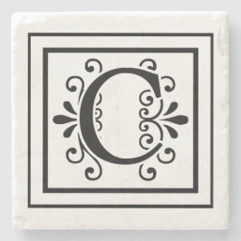 Letter C Monogram Stone Onderzetters