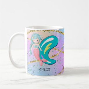 Letter C Monogram Waterverf Cute Mermaid Nursery Koffiemok