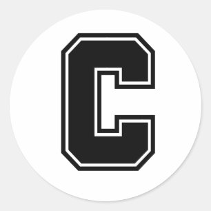 Letter C sportief collegelettertype alfabet Ronde Sticker