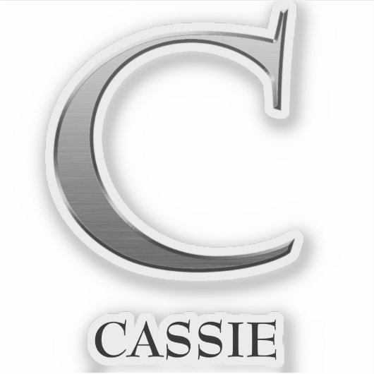 Letter C Two-Tone Silver Grey en Name Sticker (Voorkant)