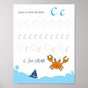 Letter C Volgen Poster voor Kinderen C is voor K