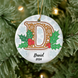 Letter D Aangepaste kerst Keramisch Ornament