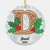 Letter D Aangepaste kerst Keramisch Ornament (Voorkant)