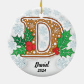 Letter D Aangepaste kerst Keramisch Ornament (Achterkant)