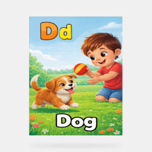 Letter D Alfabetposter – D staat voor Hond Acryl Bord