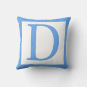 Letter D Baby Blue Border Kussen (Achterkant)