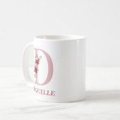 Letter D Bourgogne Blush Floral Koffiemok (Voorkant links)