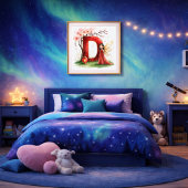 Letter D Chinese Lantern Fairy Poster Nursery Art