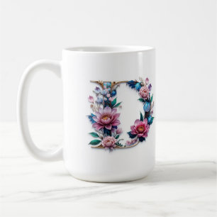 Letter D Coffee Mok – Floral Design voor Gifting