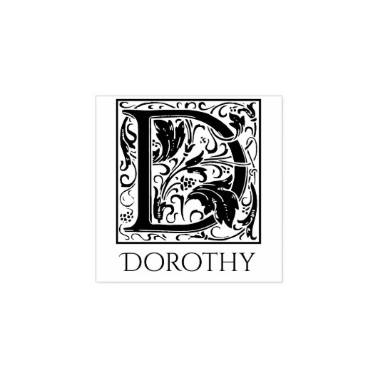 Letter D  Eerste letter met naam Rubberstempel (Afrduk)