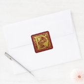 Letter D First Letter Faux Gold Red Vierkante Sticker (Envelop)