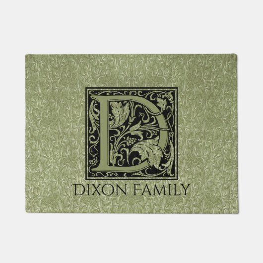 Letter D First Letter Monogram Gepersonaliseerd Deurmat (Voorkant)