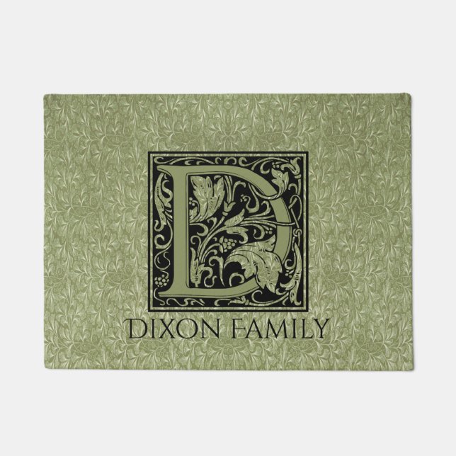 Letter D First Letter Monogram Gepersonaliseerd Deurmat (Voorkant)