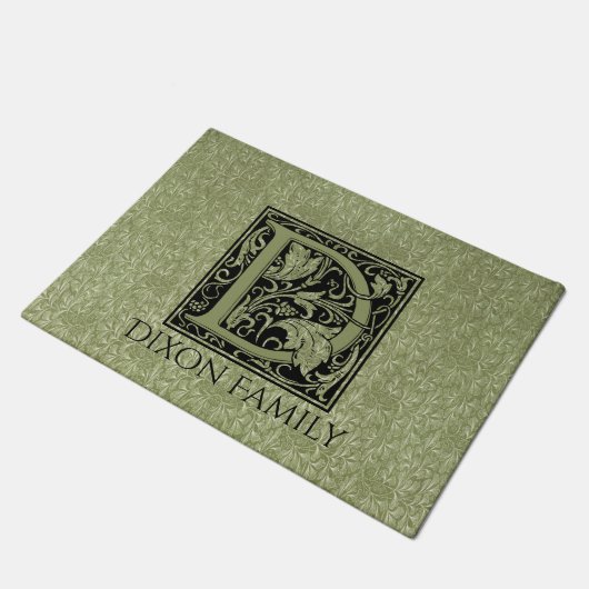 Letter D First Letter Monogram Gepersonaliseerd Deurmat (Schuin)