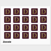 Letter D Gold Square Sticker (Vel)