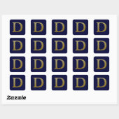 Letter D Gold Square Sticker (Vel)