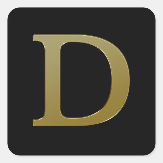 Letter D Gold Square Sticker (Voorkant)