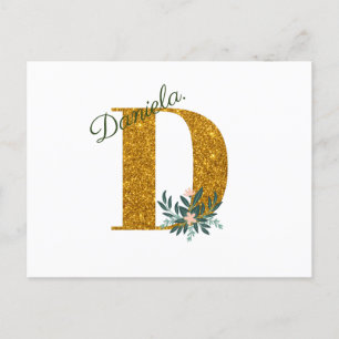 Letter D Golden monogram  Briefkaart
