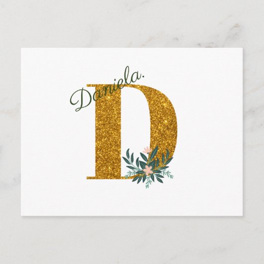 Letter D Golden monogram  Briefkaart (Voorkant)