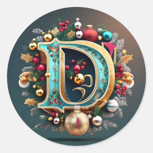 Letter D Kerst stickers (Voorkant)