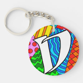 Letter D kleurrijke doodles Sleutelhanger