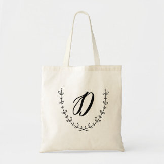 Letter D & Laurel Wreath Canvas tas
