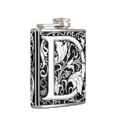 Letter D Middeleeuws Monogram Art Nouveau Heupfles (Rechts)