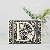 Letter D Middeleeuws Monogram Art Nouveau Kaart (Staand voorkant)