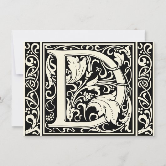 Letter D Middeleeuws Monogram Art Nouveau Kaart (Voorkant)