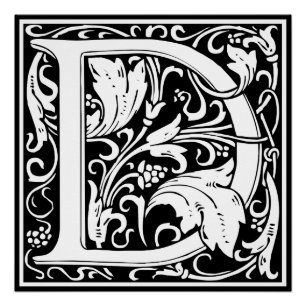 Letter D Middeleeuws Monogram Art Nouveau Perfect Poster