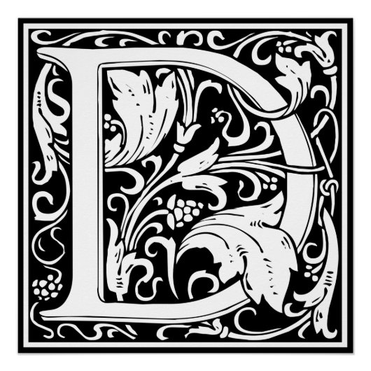 Letter D Middeleeuws Monogram Art Nouveau Perfect Poster (Voorkant)