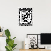 Letter D Middeleeuws Monogram Art Nouveau Poster (Thuiskantoor)