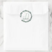 Letter D Monogram Aangepaste Naam Minimalistische Ronde Sticker (Tas)