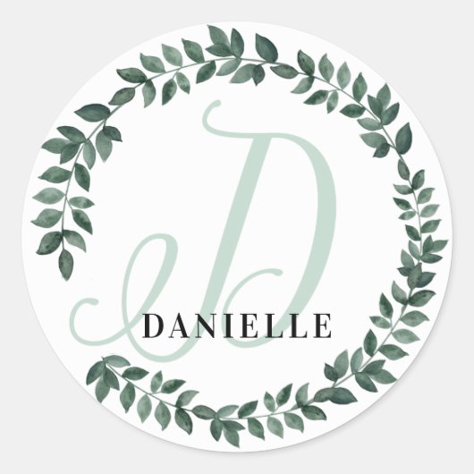 Letter D Monogram Aangepaste Naam Minimalistische Ronde Sticker (Voorkant)
