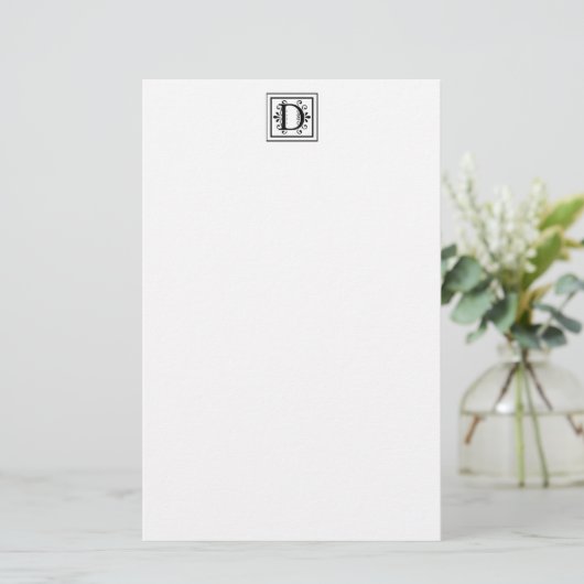 Letter D Monogram Stationery Briefpapier (Staand voorkant)