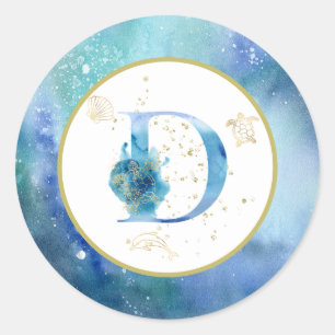 *~* LETTER D - Nautische strandenvelop Sticker