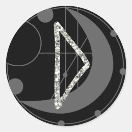 Letter D Rune Runic Monogram Geometrische Maan Zwa Ronde Sticker