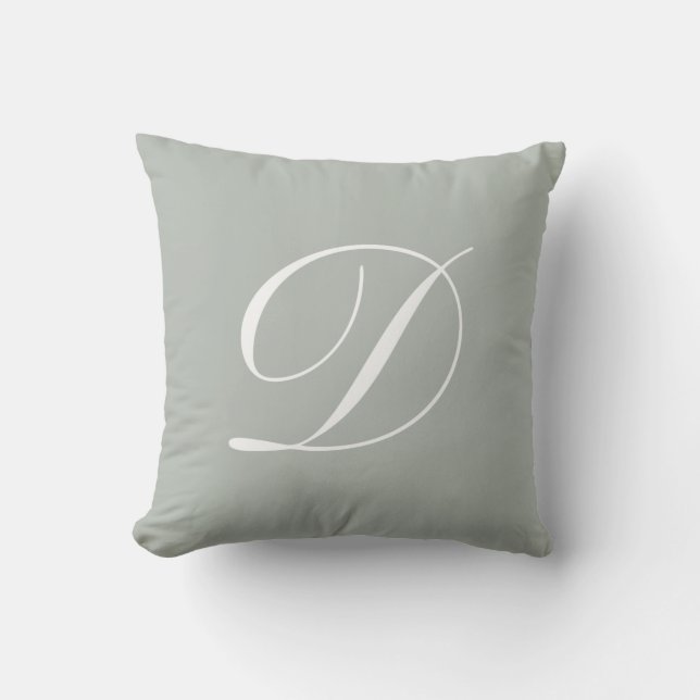 Letter D Silver Gray Monogram Pillow Kussen (Voorkant)