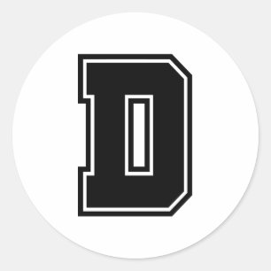 Letter D sportief collegelettertype alfabet Ronde Sticker