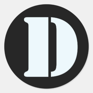 Letter D Stencil Alphabet van Janz Alice Blue Blac Ronde Sticker