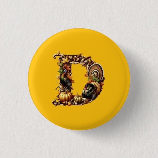 Letter D Thanksgiving style gift  Ronde Button 3,2 Cm (Voorkant)