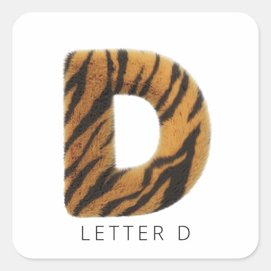 Letter D tijgerbont vierkante sticker (Voorkant)