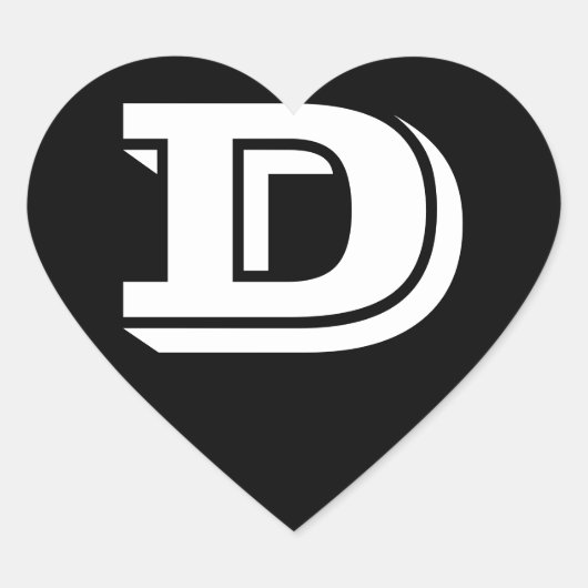Letter D Vineta Font Black Heart Stickers van Janz (Voorkant)