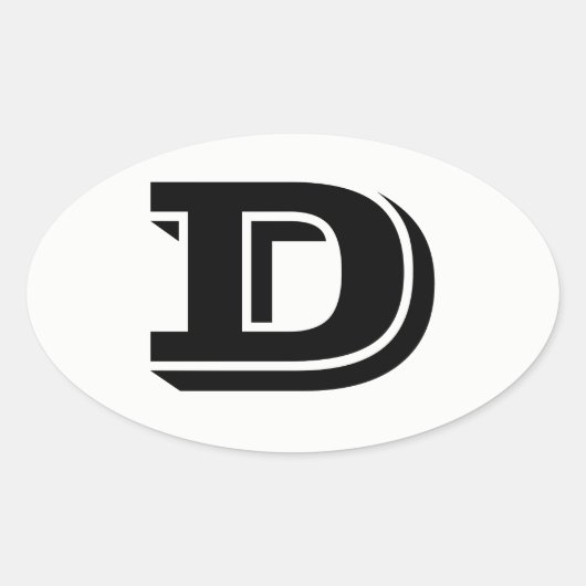 Letter D Vineta Font White Oval Stickers van Janz (Voorkant)